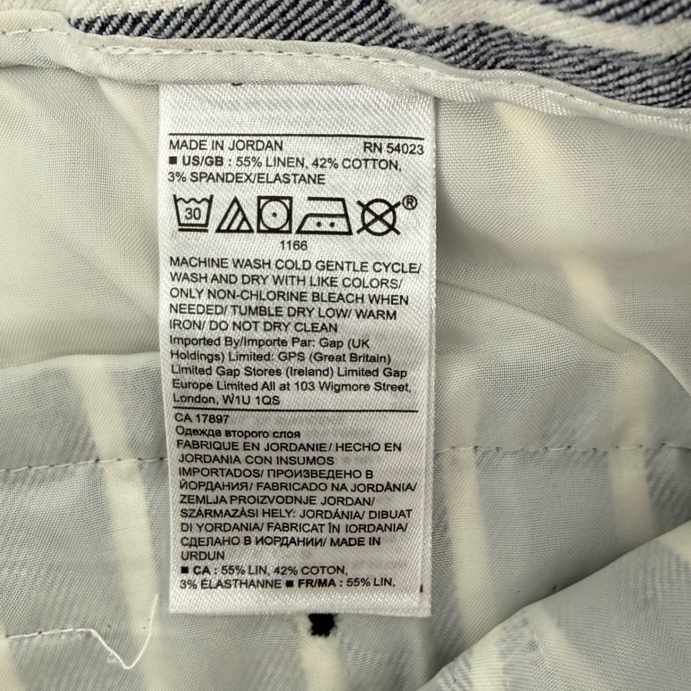 Banana Republic Avery Linen Cotton Blend Striped Ankle Pants Womens 4 Blue White - Picture 6 of 8